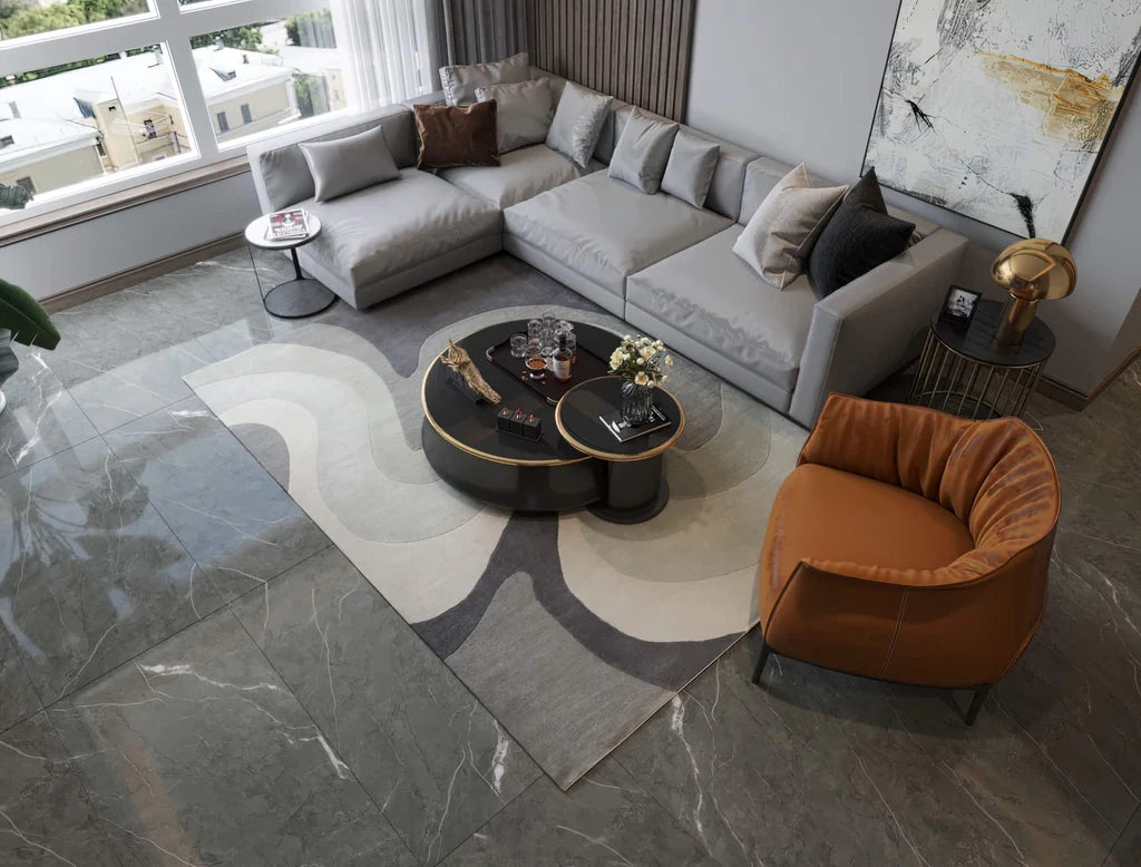 Storm Grey Contemporary Wool Rug