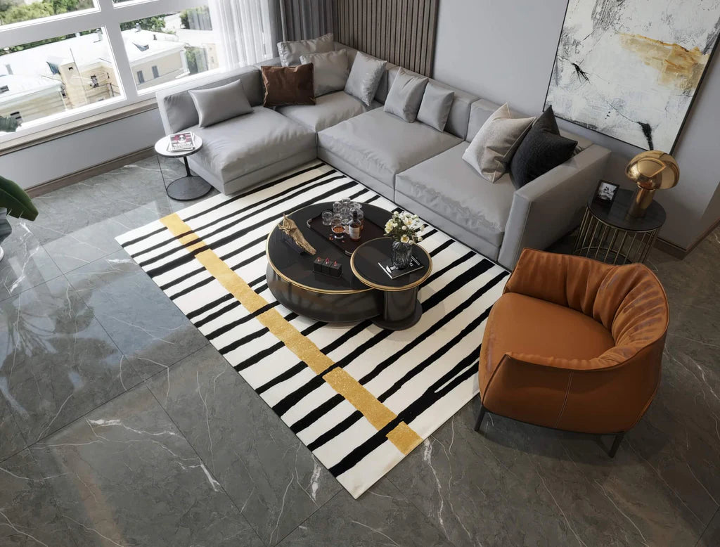 Graphic Stripe Contemporary Wool Rug