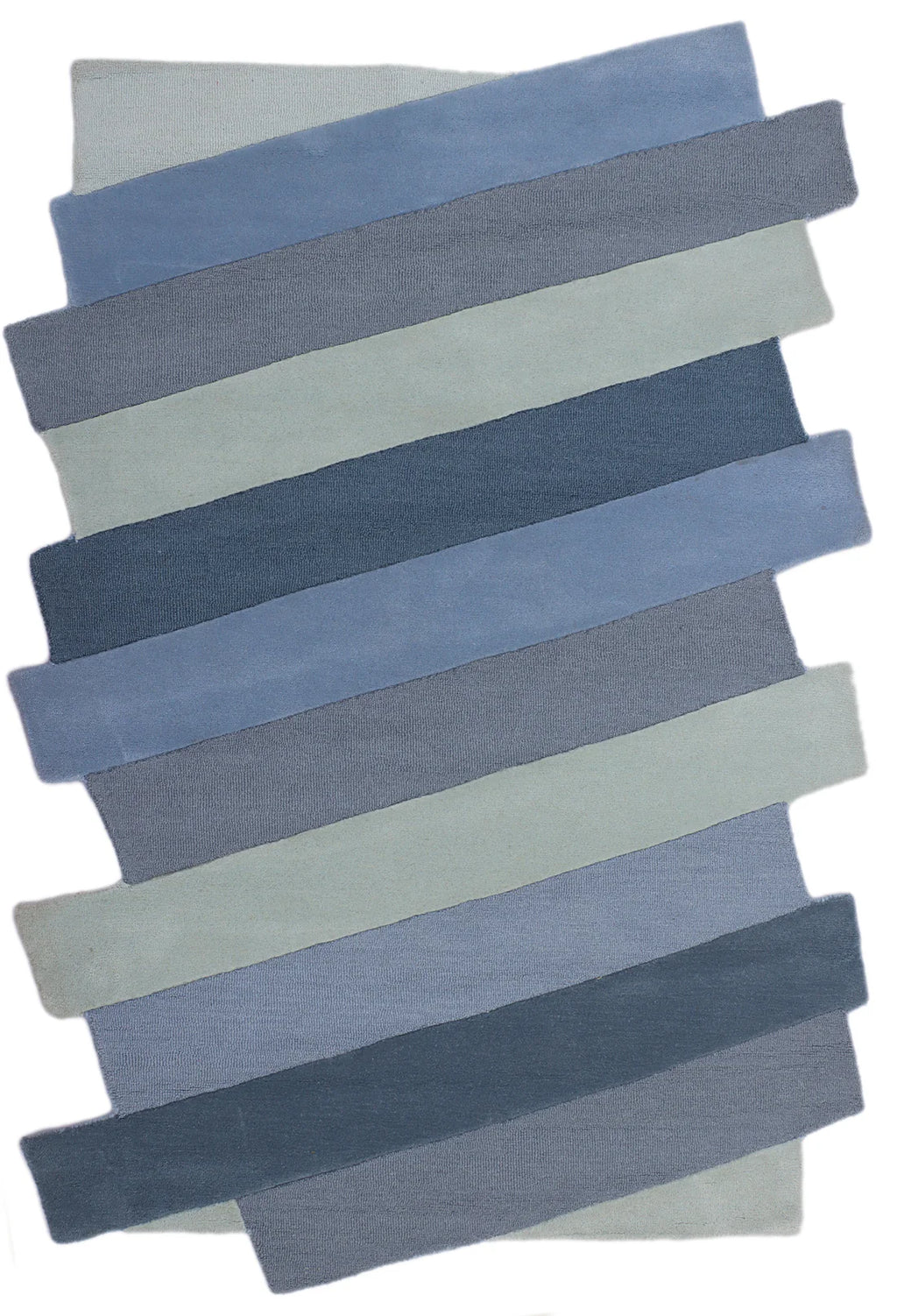 Hand-Tufted Wool Rug with Diagonal Stripe Design