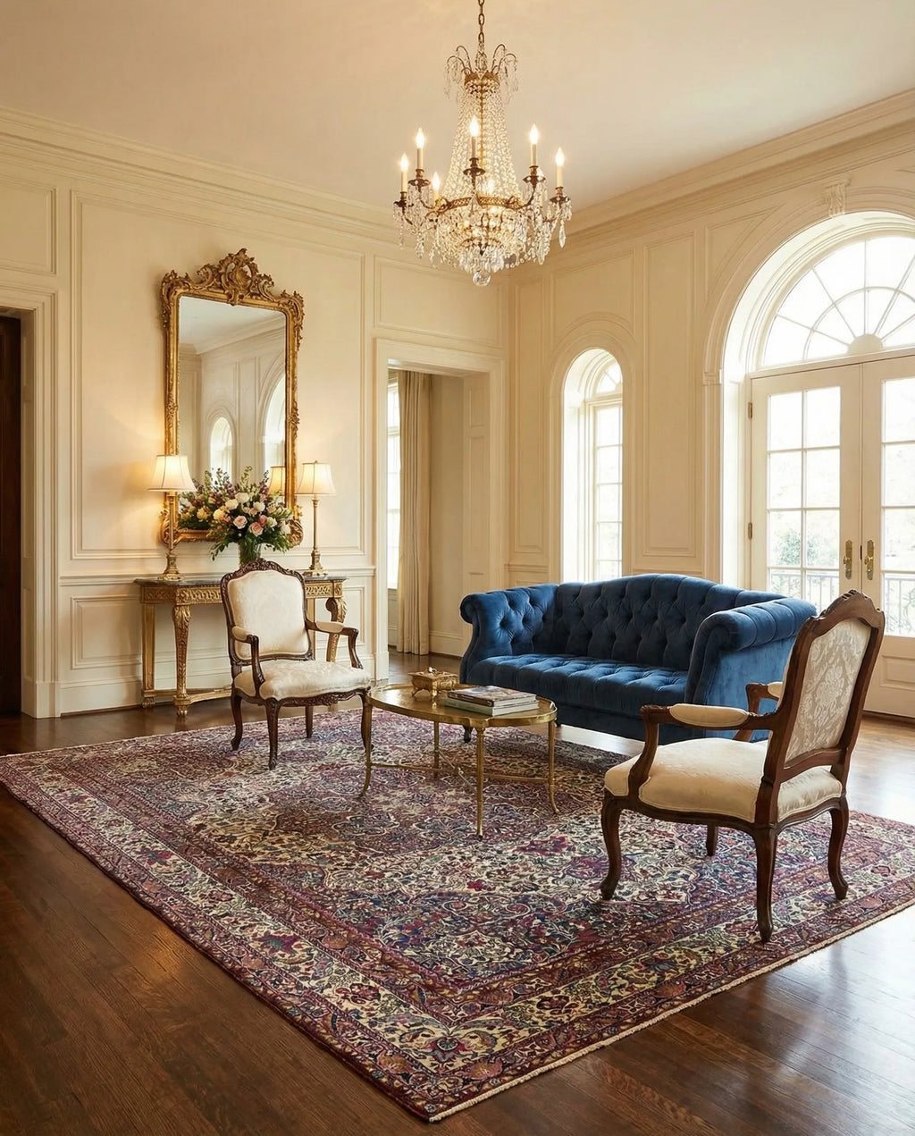 Hand-Knotted Dynasty Medallion Garnet Wool Carpet