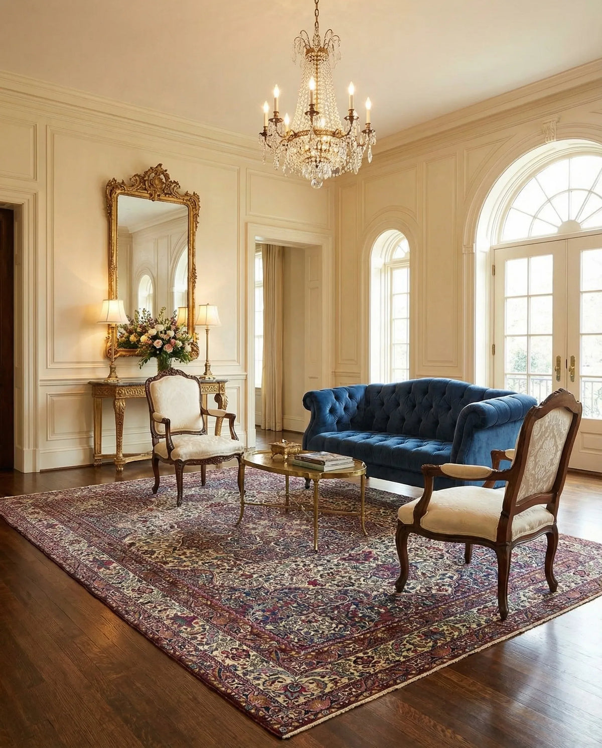 Hand-Knotted Dynasty Medallion Garnet Wool Carpet