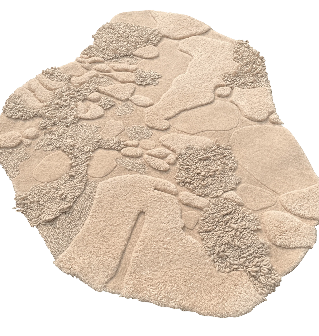 Cream Sculpted Pebble Irregular Rug