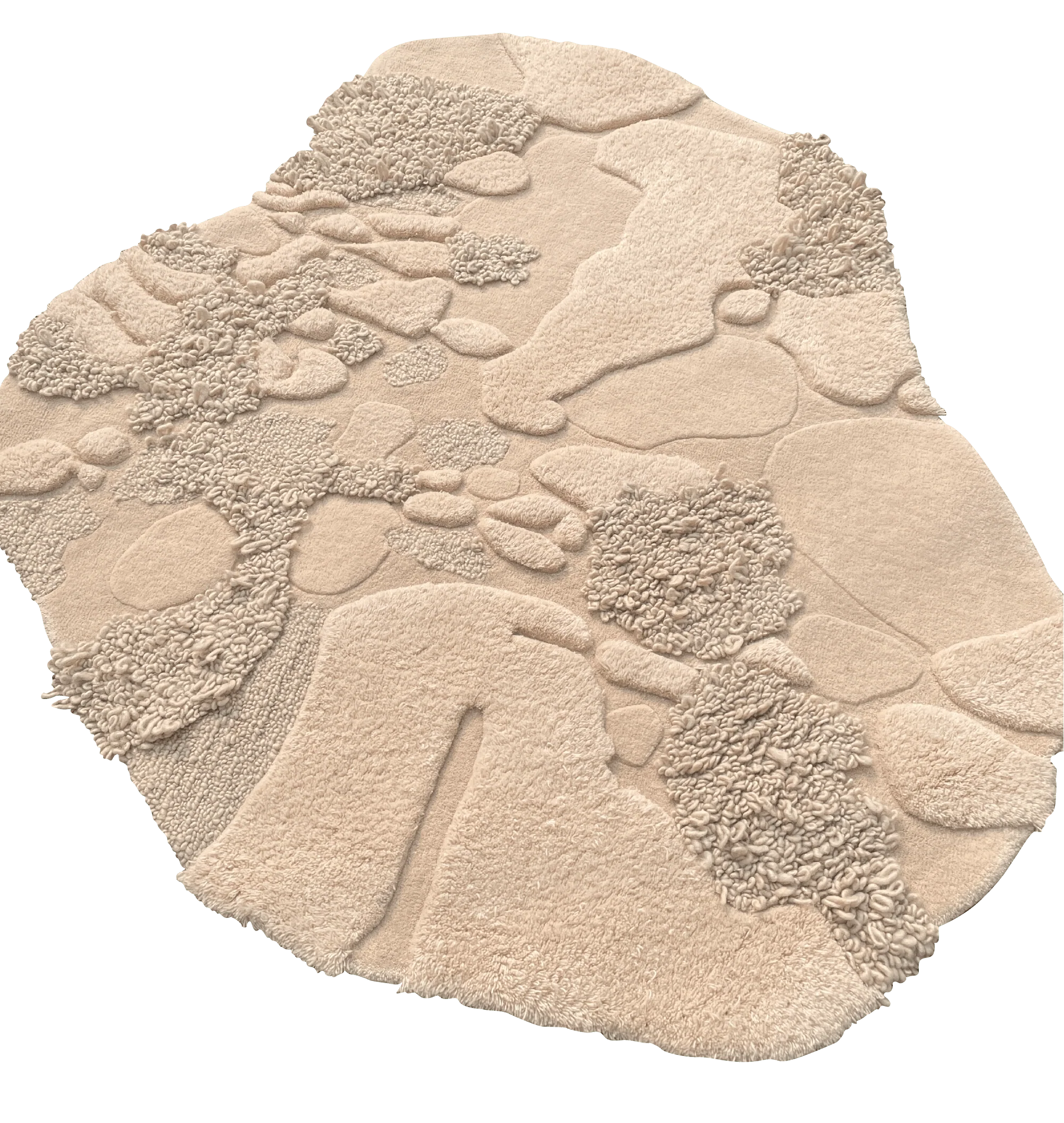 Cream Sculpted Pebble Irregular Rug
