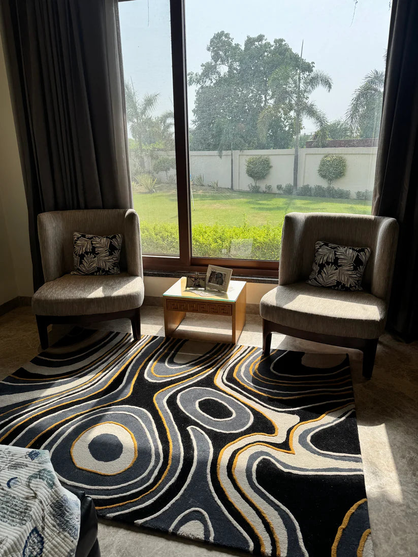 Modern Abstract Swirl Wool Rug