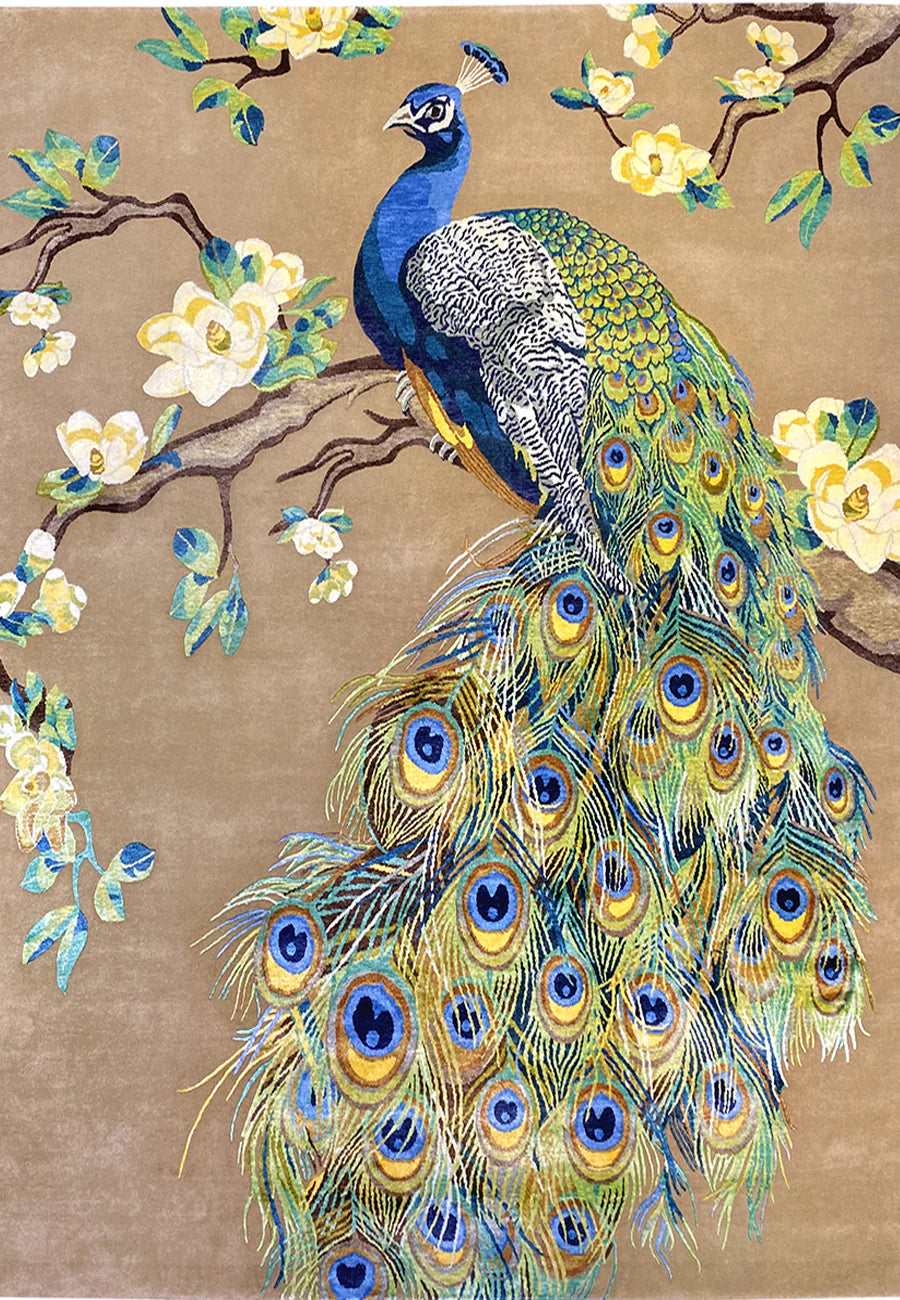 Magnolia Peacock Silk Rug