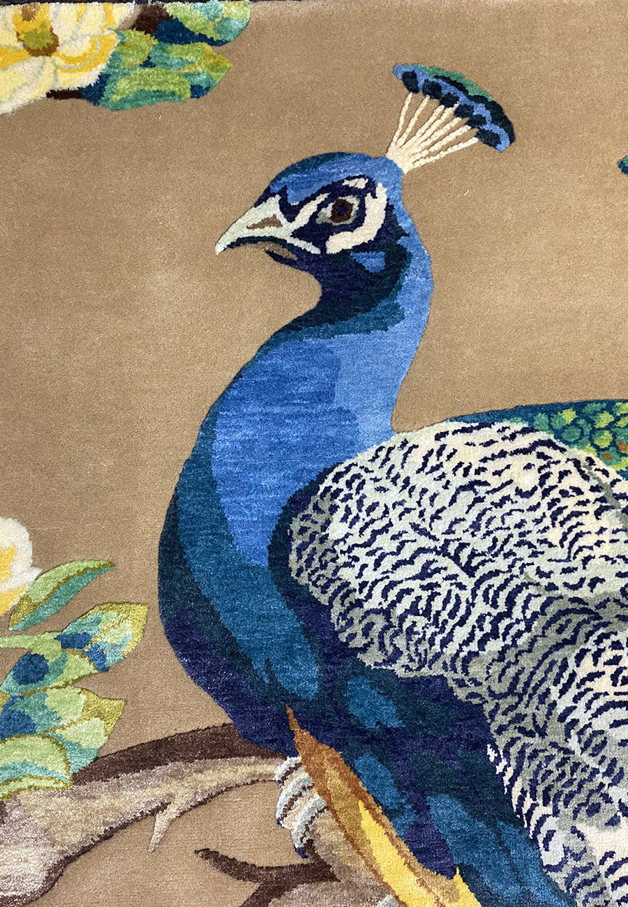 Magnolia Peacock Silk Rug