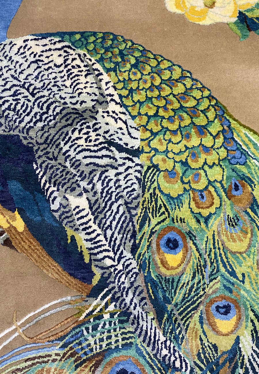 Magnolia Peacock Silk Rug
