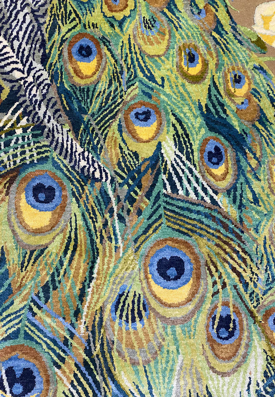 Magnolia Peacock Silk Rug