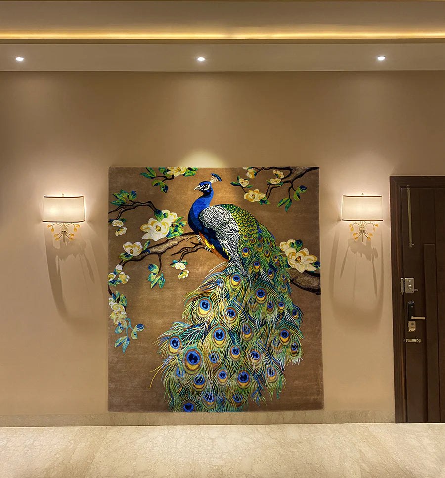 Magnolia Peacock Silk Rug