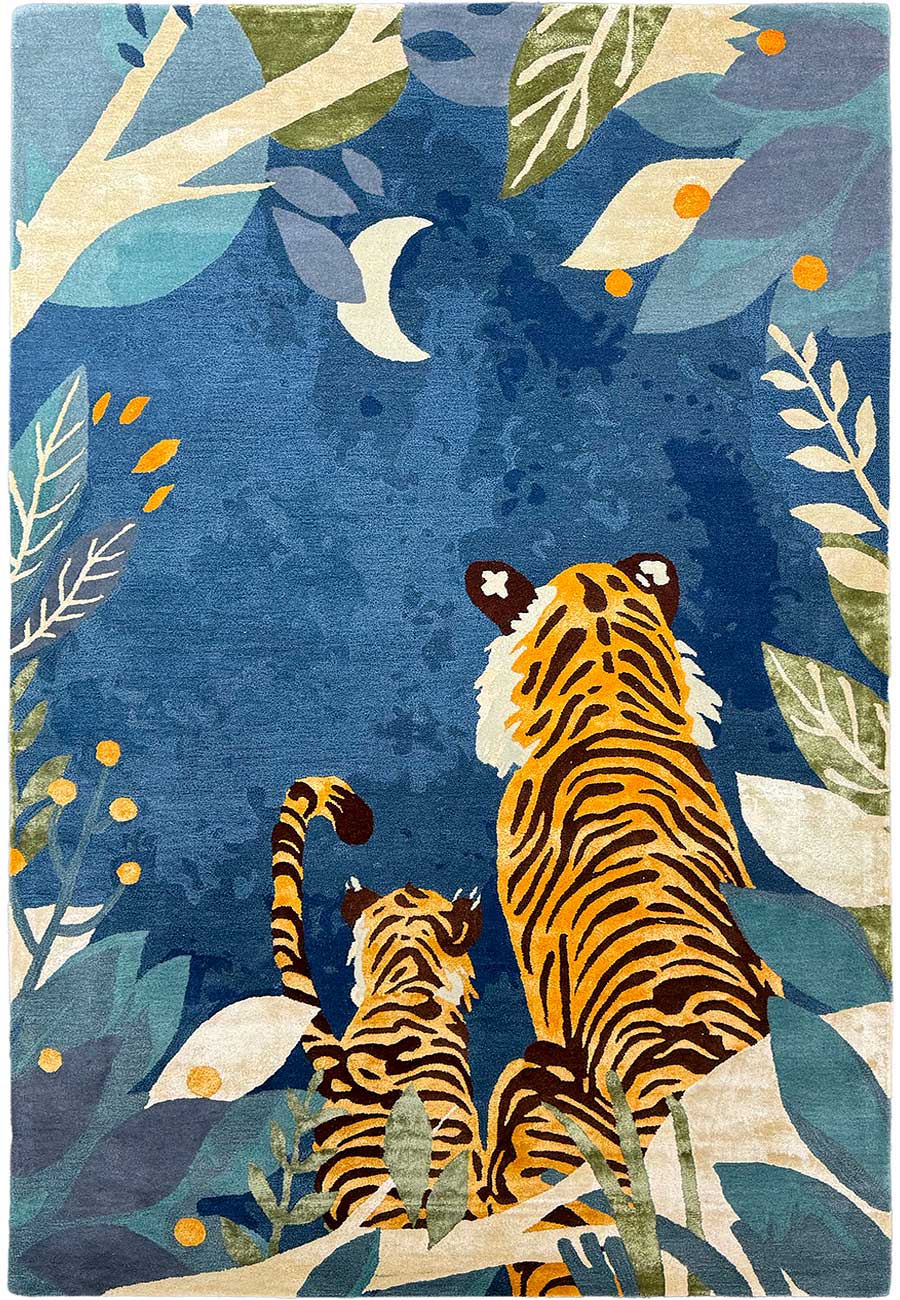 Moonlit Jungle Tiger Wool Area Rug