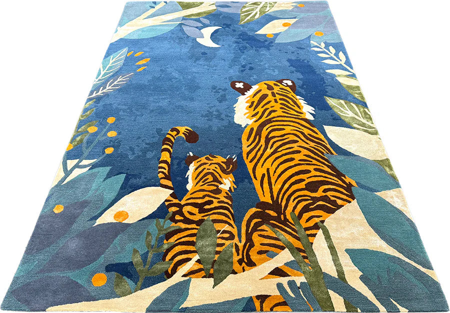 Moonlit Jungle Tiger Wool Area Rug