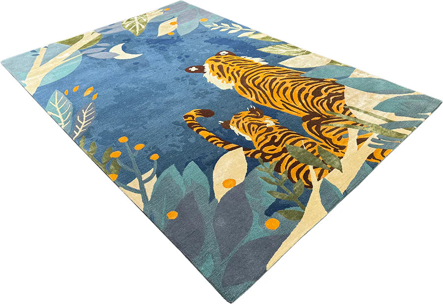 Moonlit Jungle Tiger Wool Area Rug