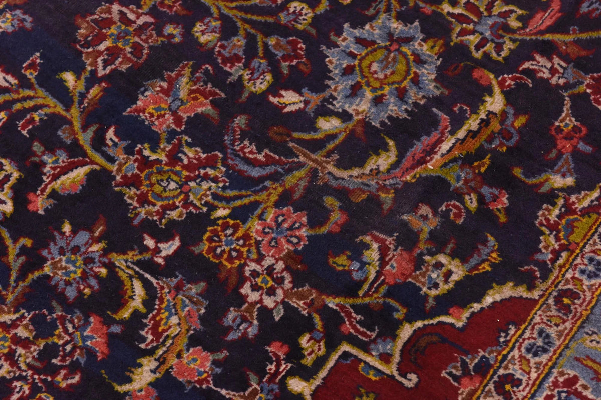 Hand-Knotted Regal Sapphire Field Royal Medallion Luxury Wool Rug