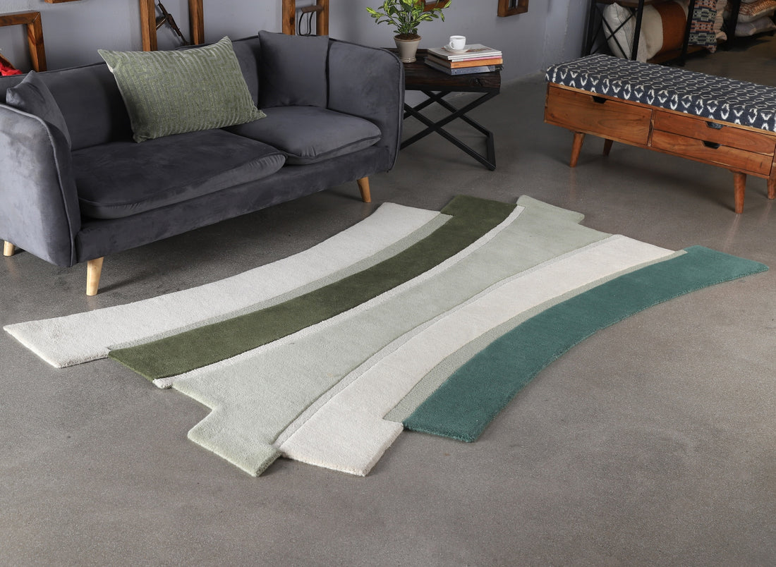 Modern Abstract Striped Wool Rug