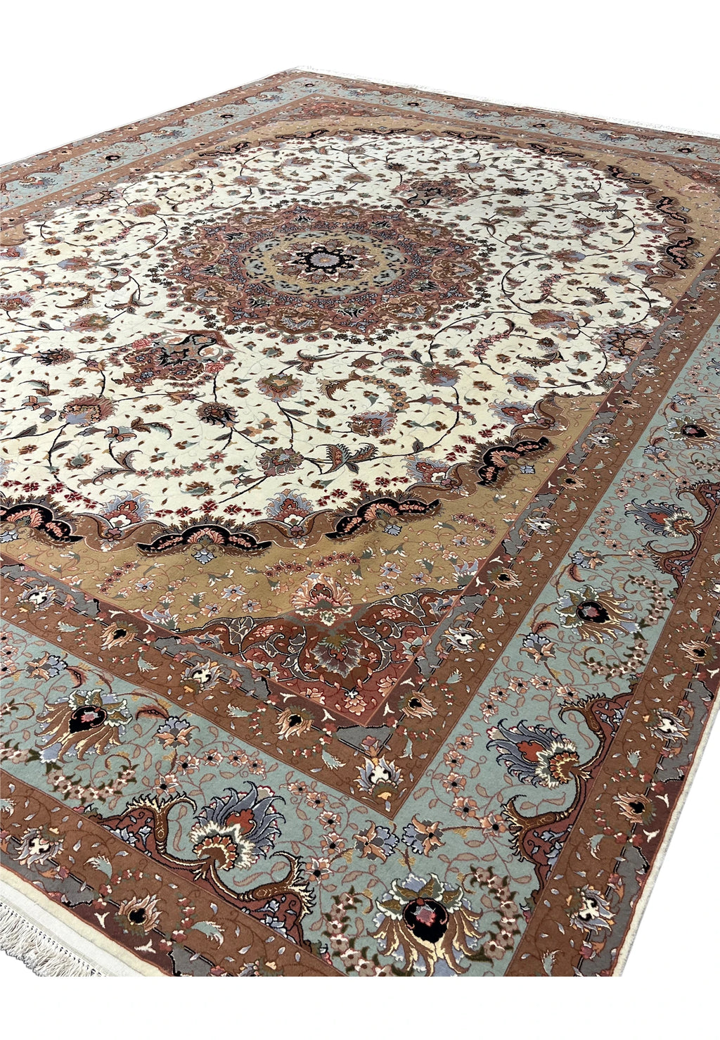 Hand-Knotted Royal Tabriz Medallion Wool Masterpiece Rug