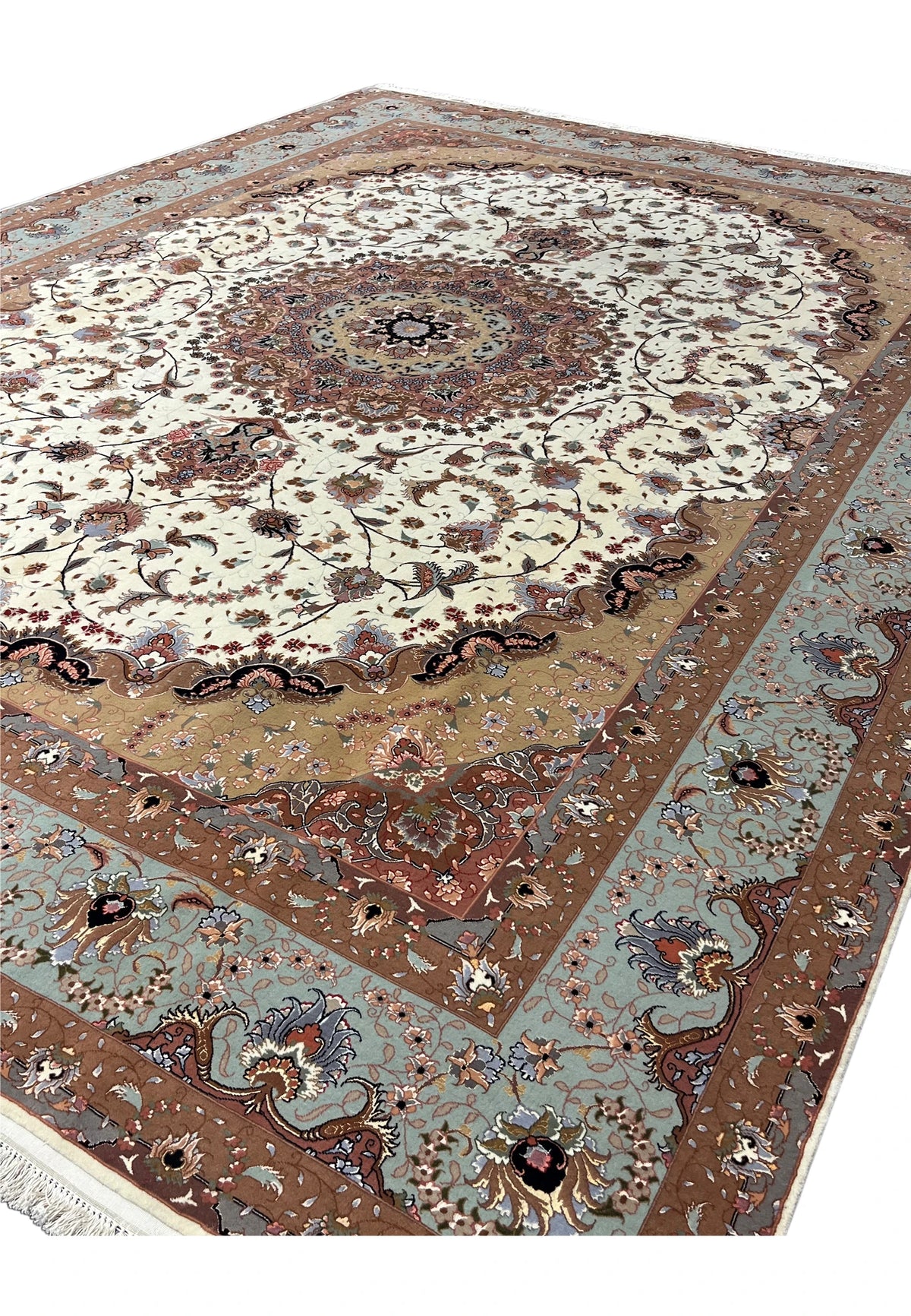 Hand-Knotted Royal Tabriz Medallion Wool Masterpiece Rug