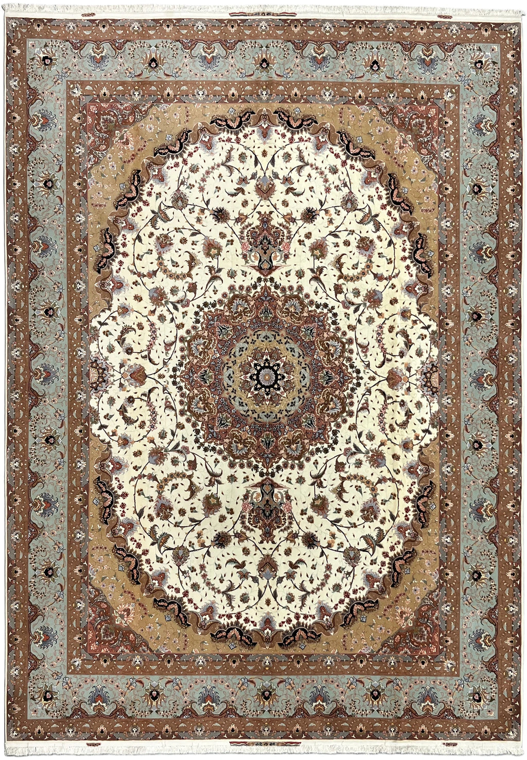 Hand-Knotted Royal Tabriz Medallion Wool Masterpiece Rug