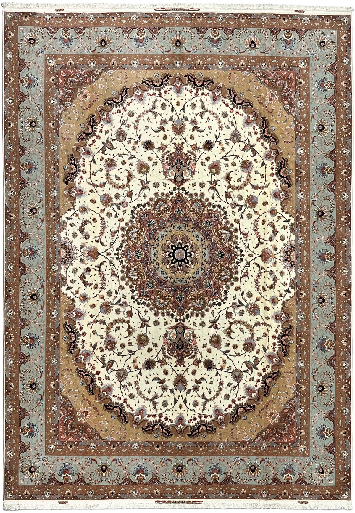 Hand-Knotted Royal Tabriz Medallion Wool Masterpiece Rug
