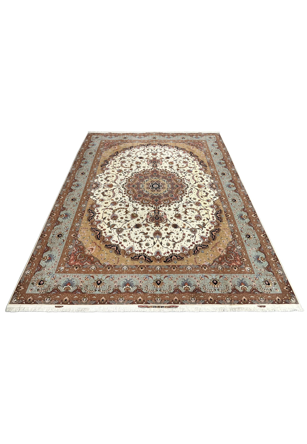Hand-Knotted Royal Tabriz Medallion Wool Masterpiece Rug