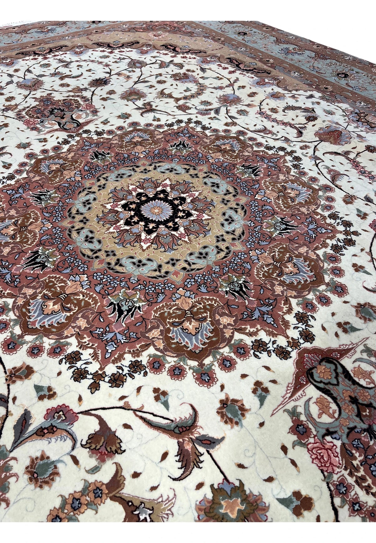 Hand-Knotted Royal Tabriz Medallion Wool Masterpiece Rug