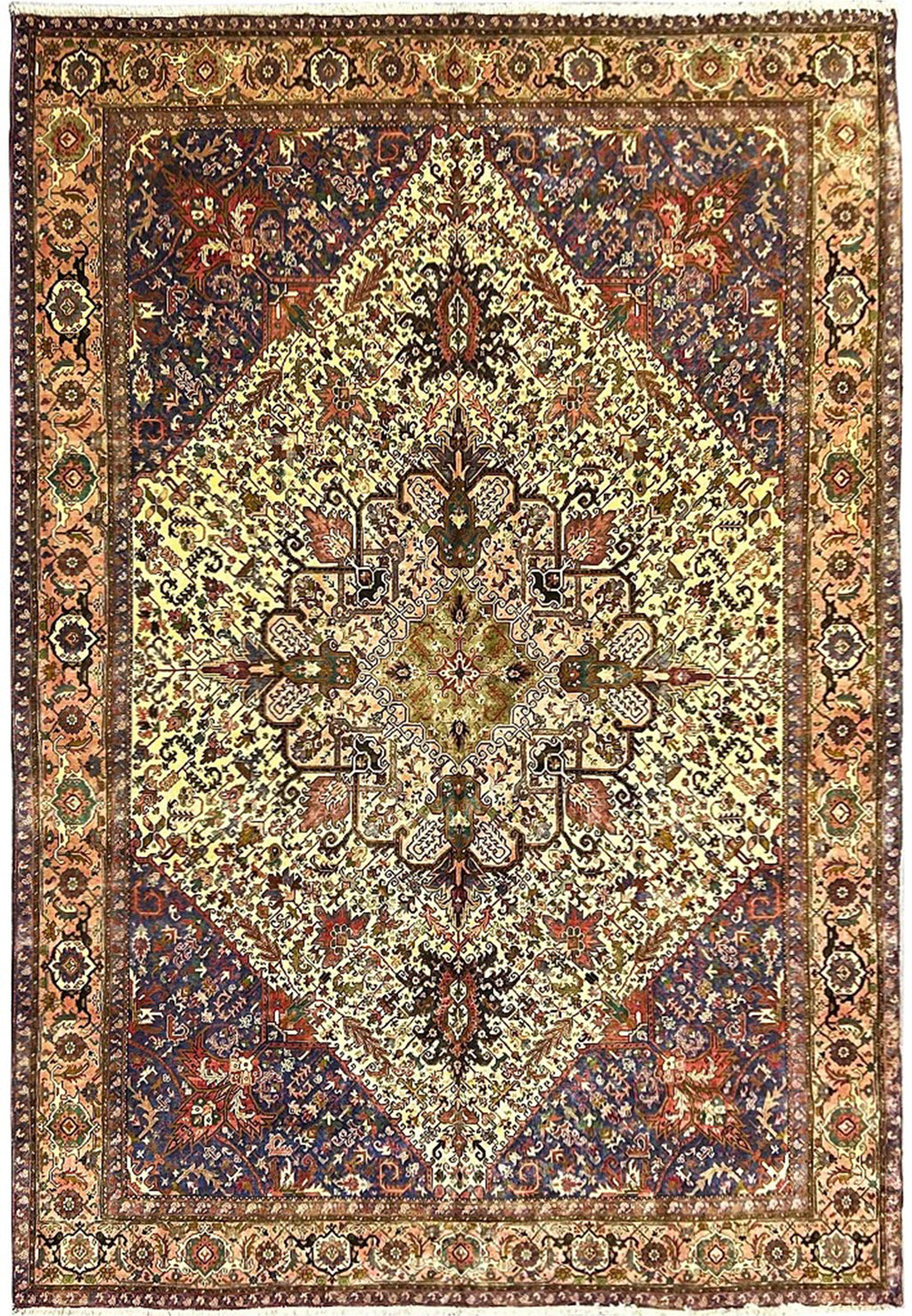 The Heriz Sovereign Hand-Knotted Geometric Diamond Medallion Rug