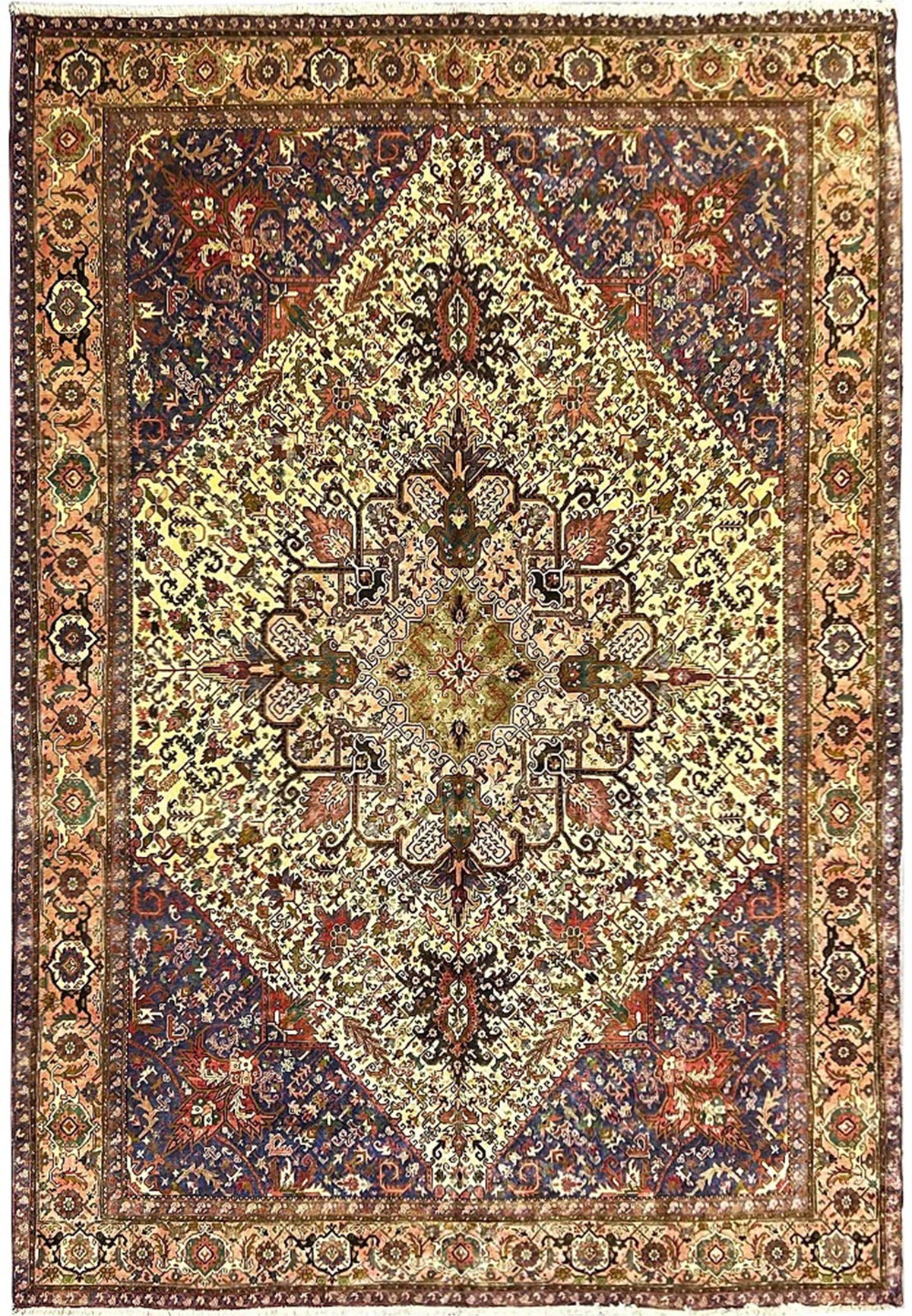 The Heriz Sovereign Hand-Knotted Geometric Diamond Medallion Rug
