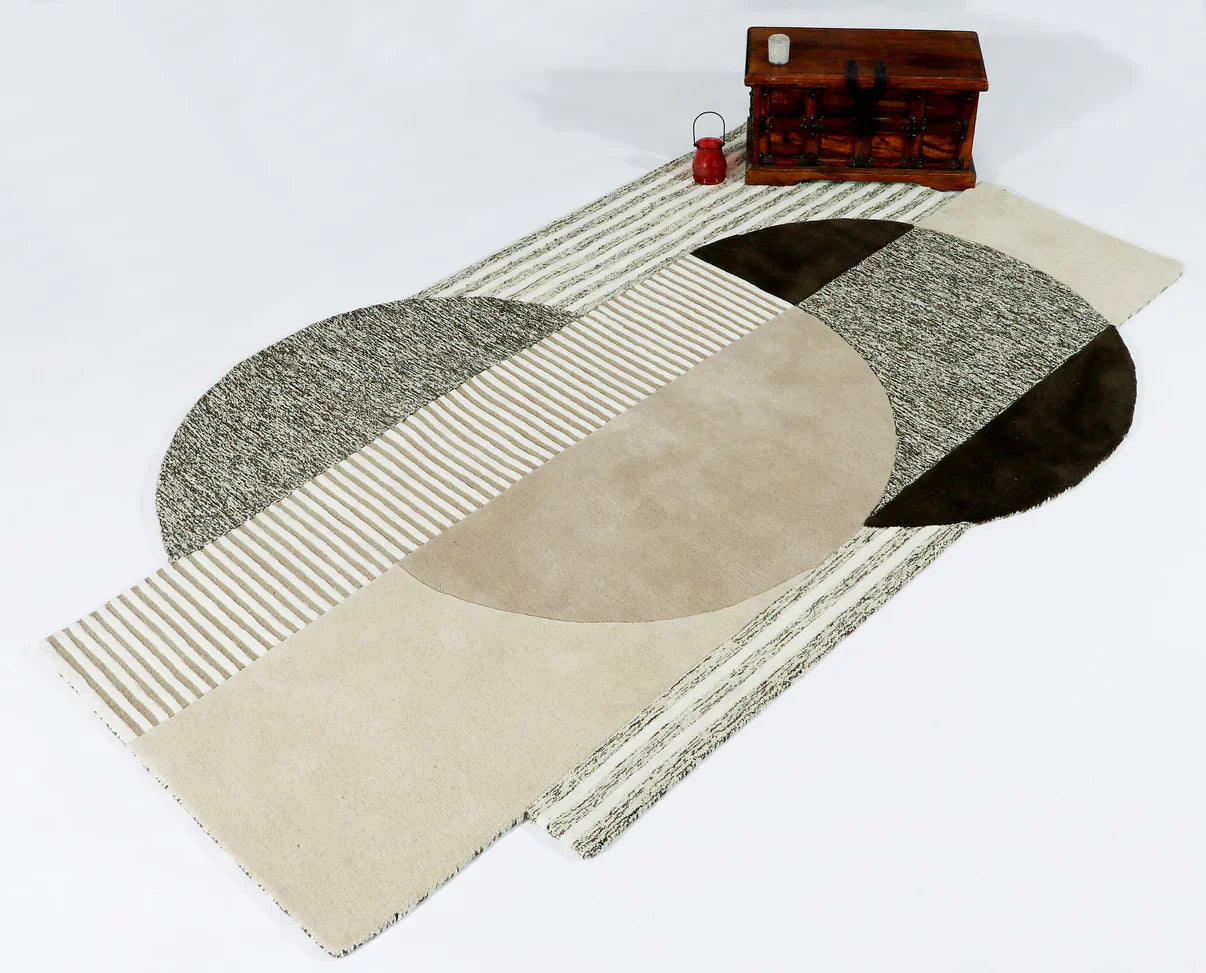 Beige Neutra Orb Plush Comfort Irregular Rug