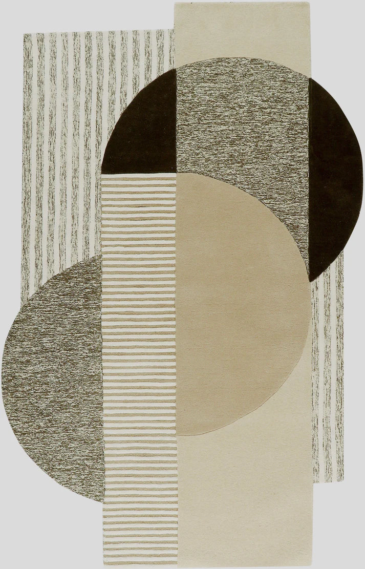 Beige Neutra Orb Plush Comfort Irregular Rug
