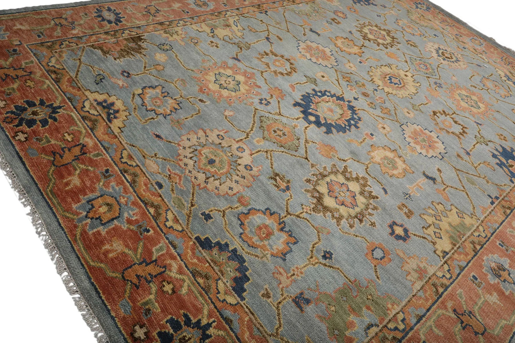 Hand Knotted Oushak Rug for Living Room, Dining Room, Office, Bedroom, Hand Knotted Wool Rug