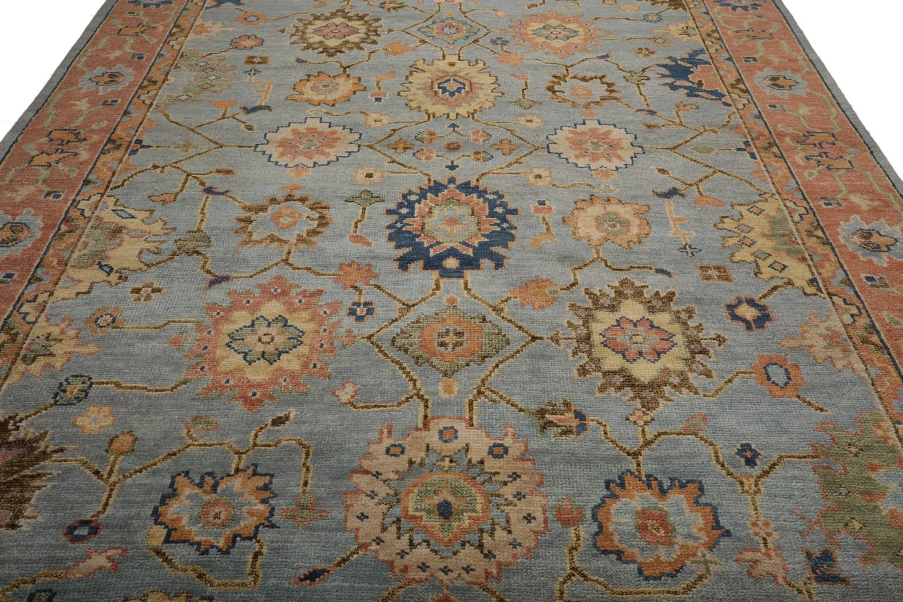 Hand Knotted Oushak Rug for Living Room, Dining Room, Office, Bedroom, Hand Knotted Wool Rug
