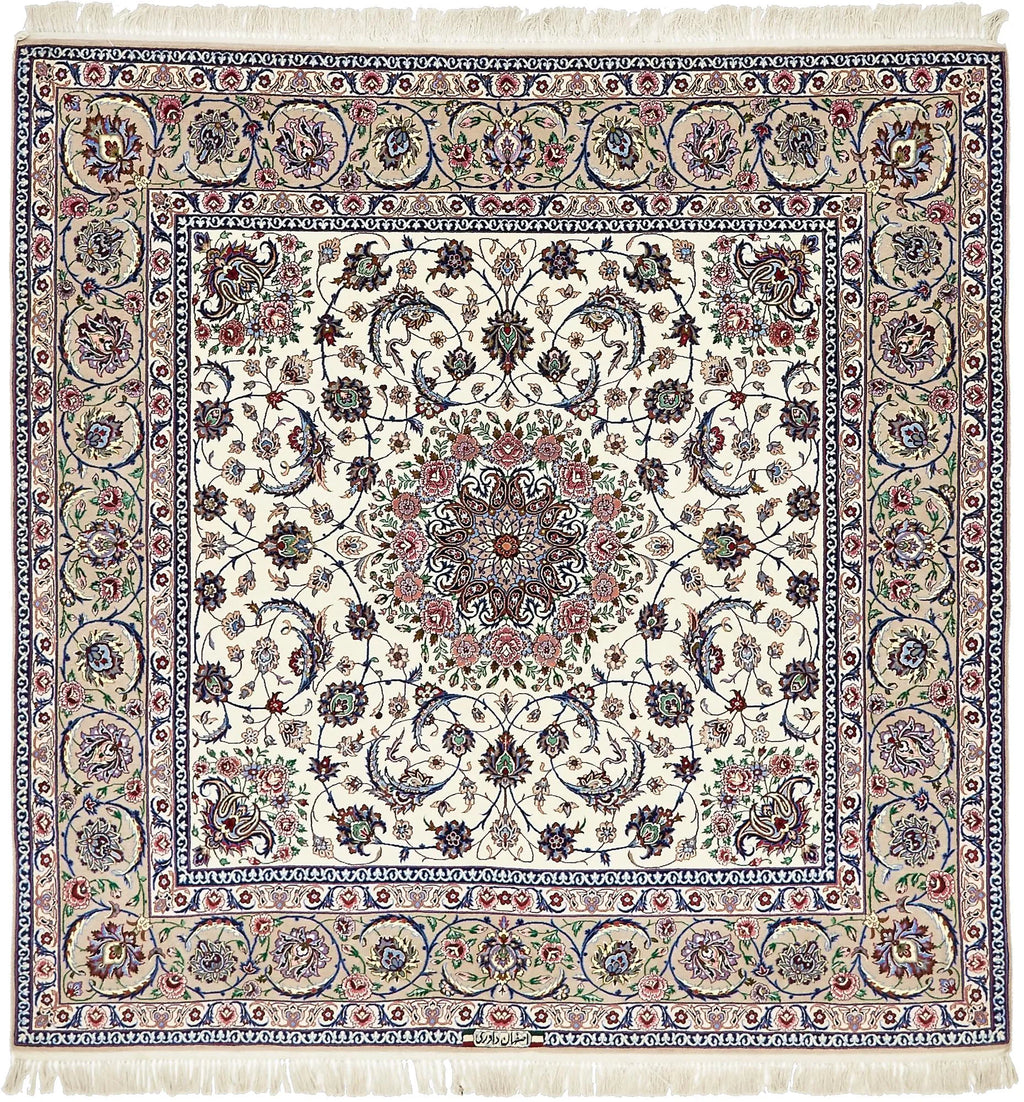 Signature Isfahan Ivory Rosette Wool Rug