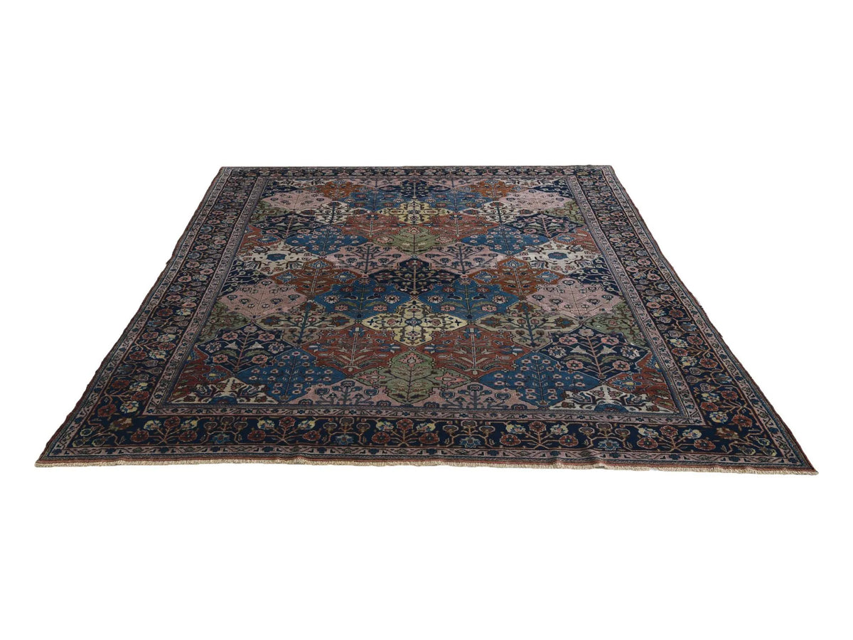 Vintage Bakhtiari Garden Lattice Wool Rug