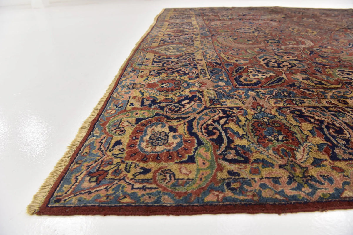 Hand-Knotted Royal Paisley Rust Wool Carpet