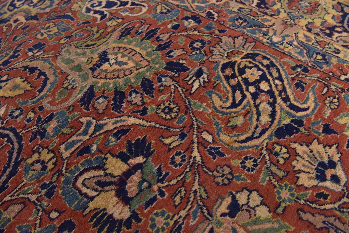 Hand-Knotted Royal Paisley Rust Wool Carpet