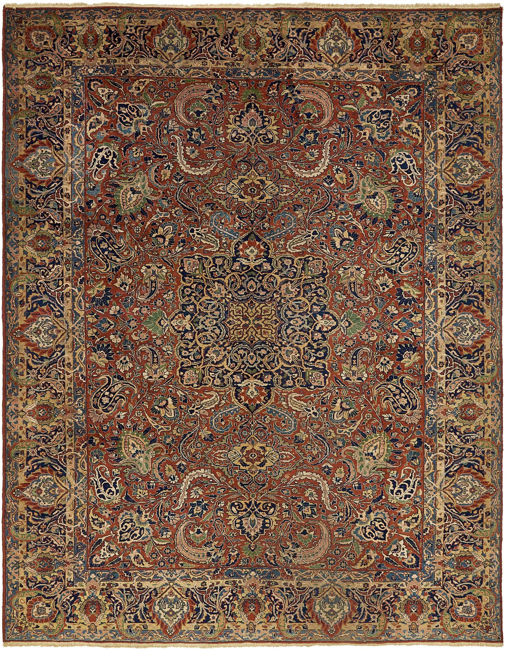 Hand-Knotted Royal Paisley Rust Wool Carpet