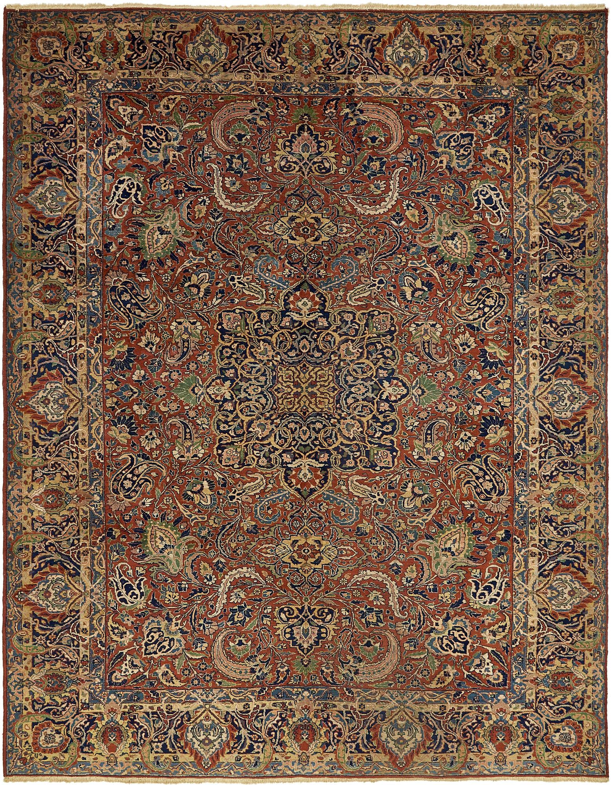 Hand-Knotted Royal Paisley Rust Wool Carpet