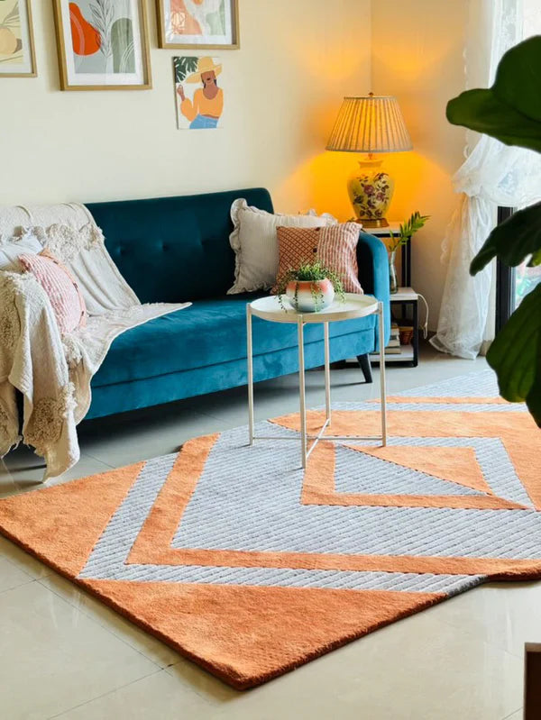 Modern Triangle Frame Area Irregular Rug