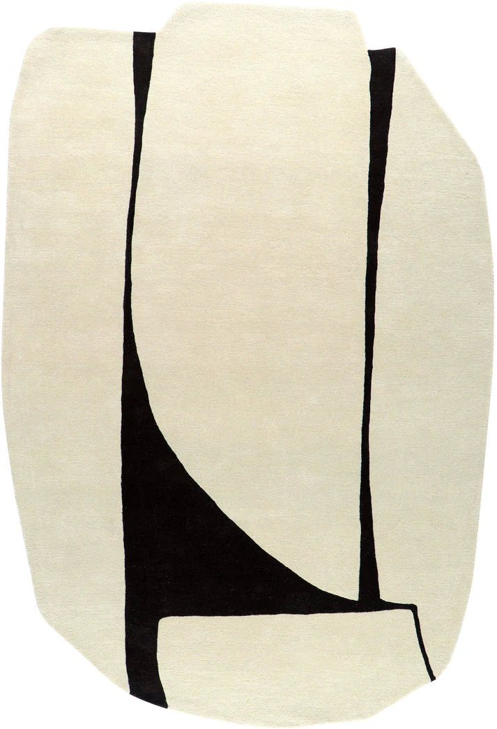 Noir Contour Minimal Irregular Shape Rug