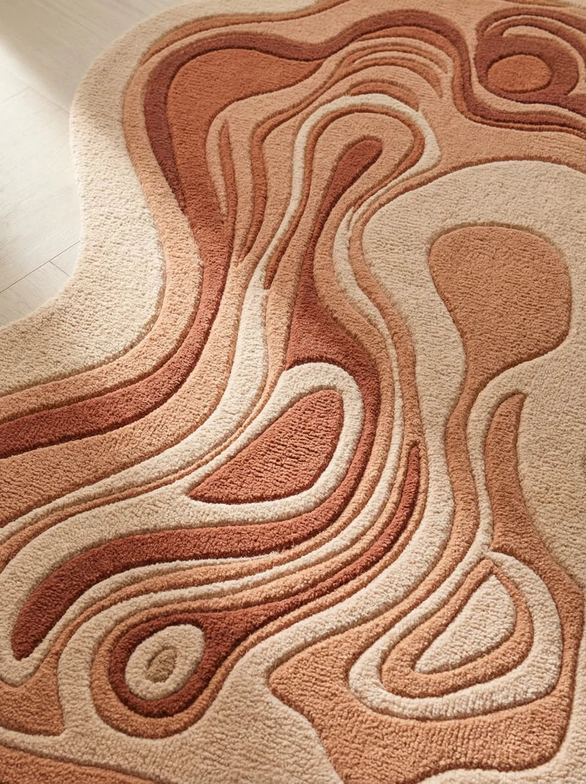 Luxury Hand-Tufted Wool Rug with Topographic Design