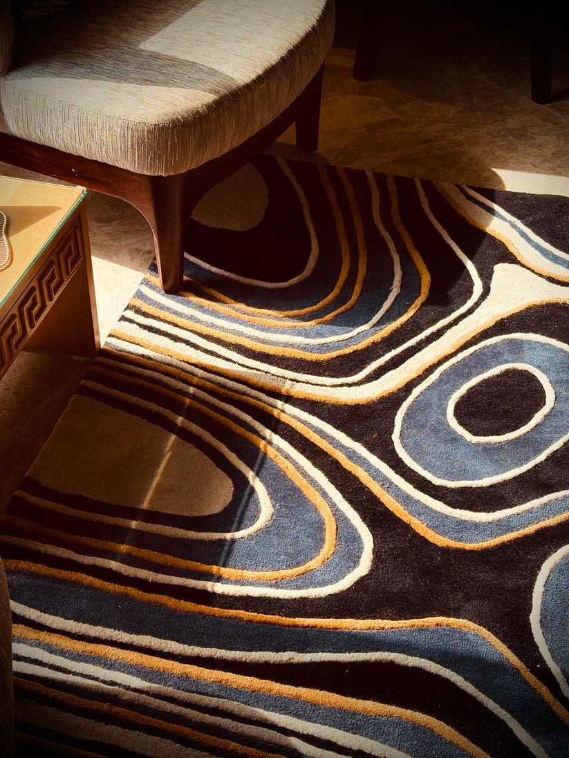 Modern Abstract Swirl Wool Rug