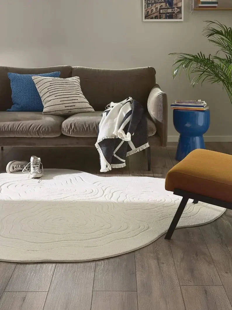 White Ripple Designer Irregular Rug