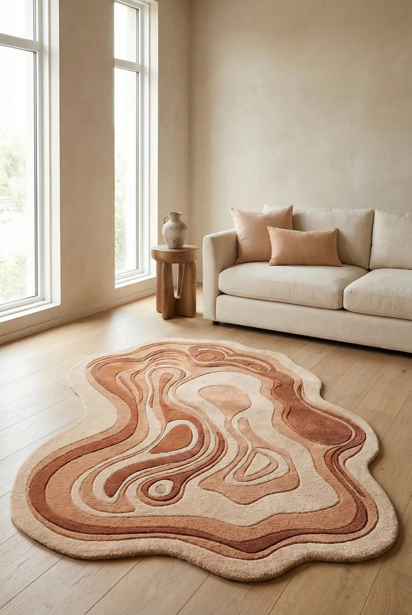 Luxury Hand-Tufted Wool Rug with Topographic Design
