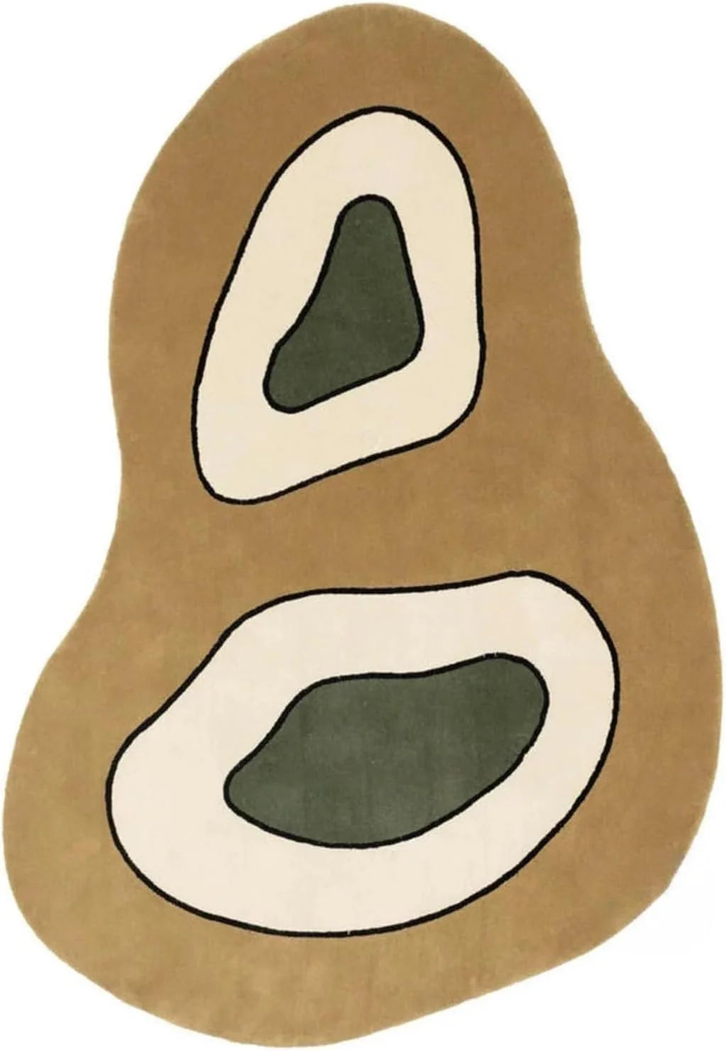 Beige & Green Irregular Shape Area Rug