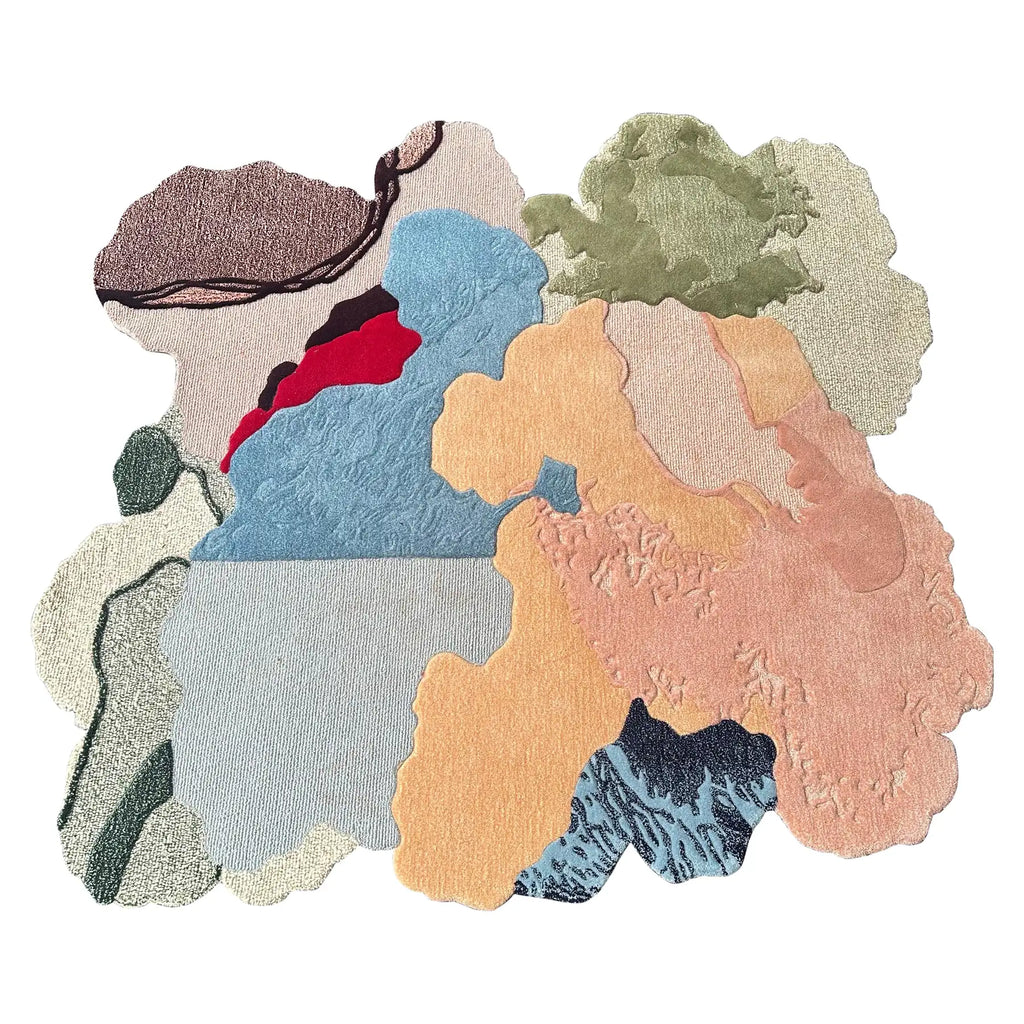 Irregular Painterly Composition Vibrant Rug