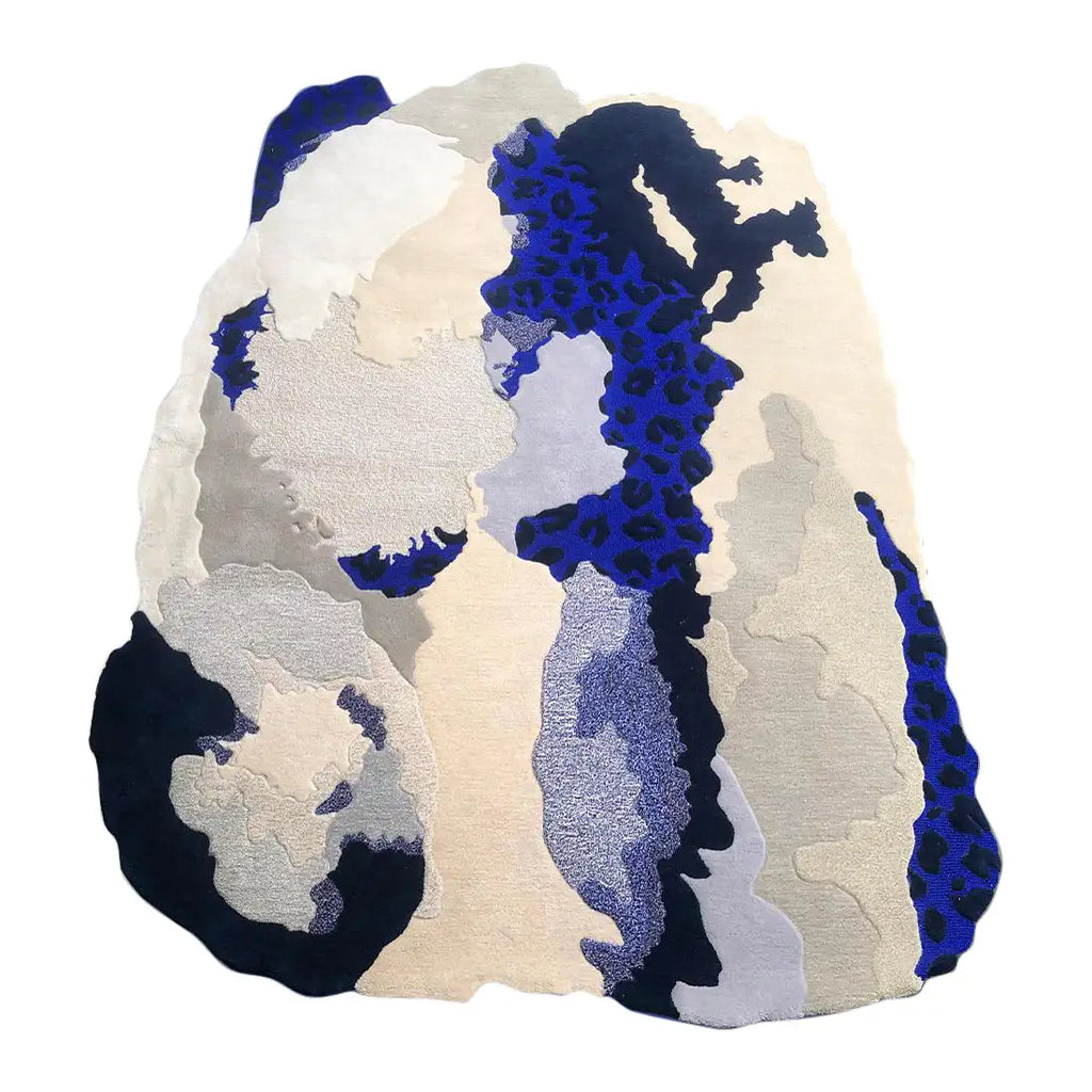 Midnight Blue Abstract Organic Designer Carpet