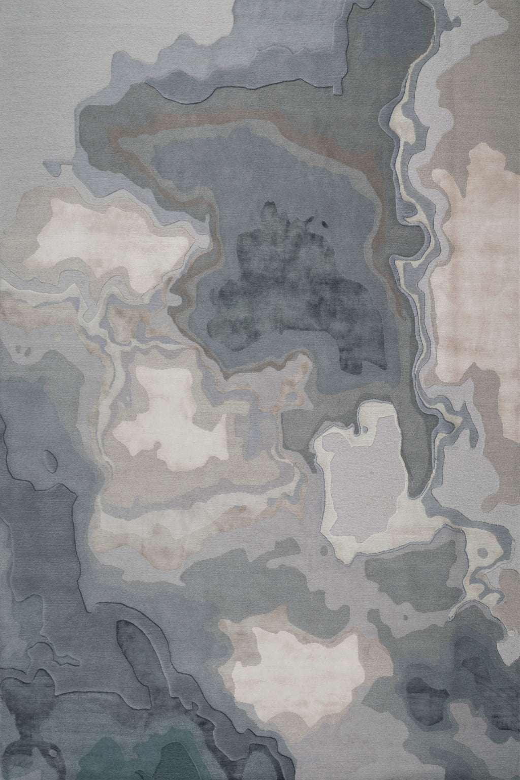 Glacial Strata Silk Viscose Abstract Area Rug