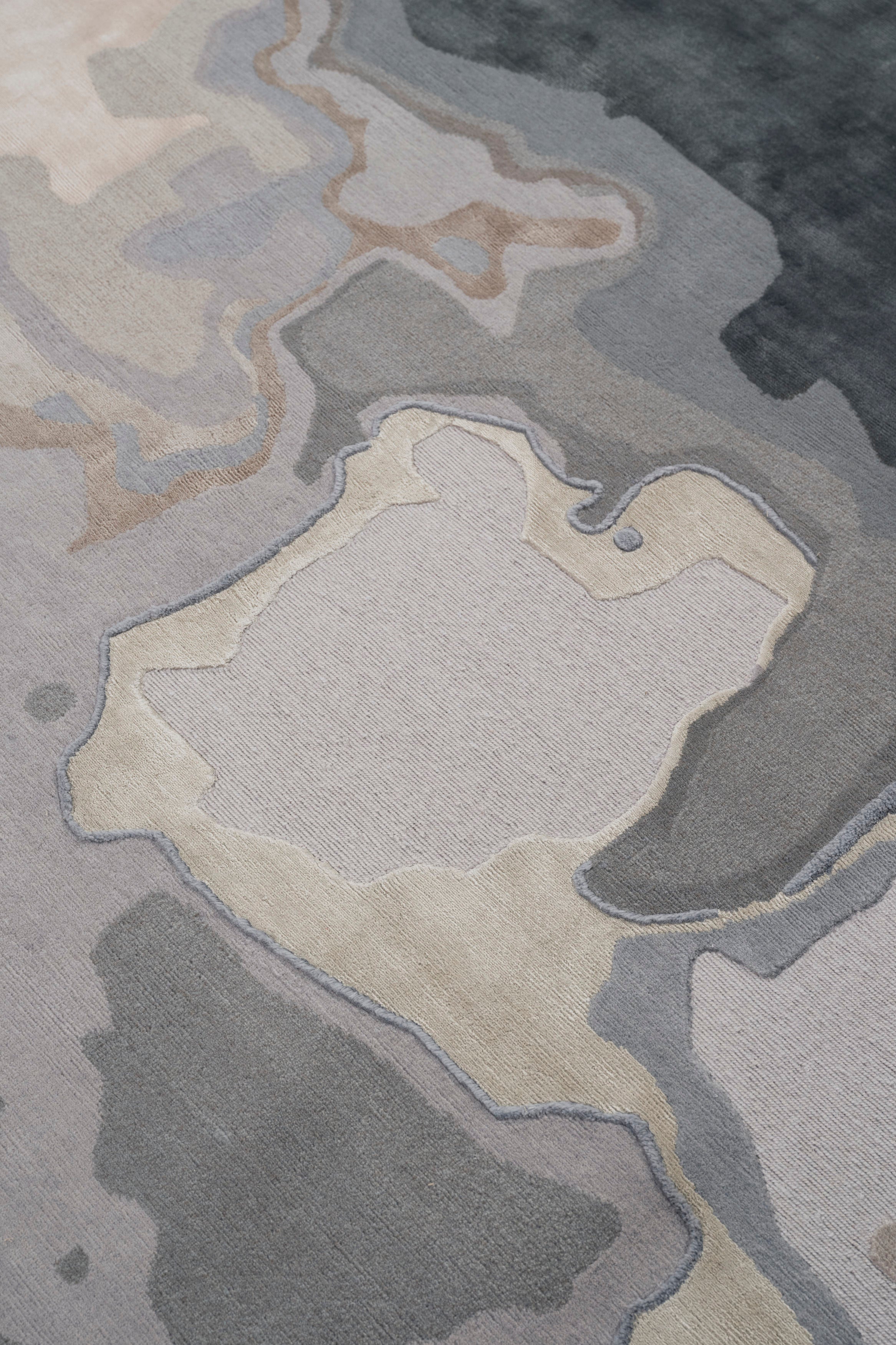 Glacial Strata Silk Viscose Abstract Area Rug