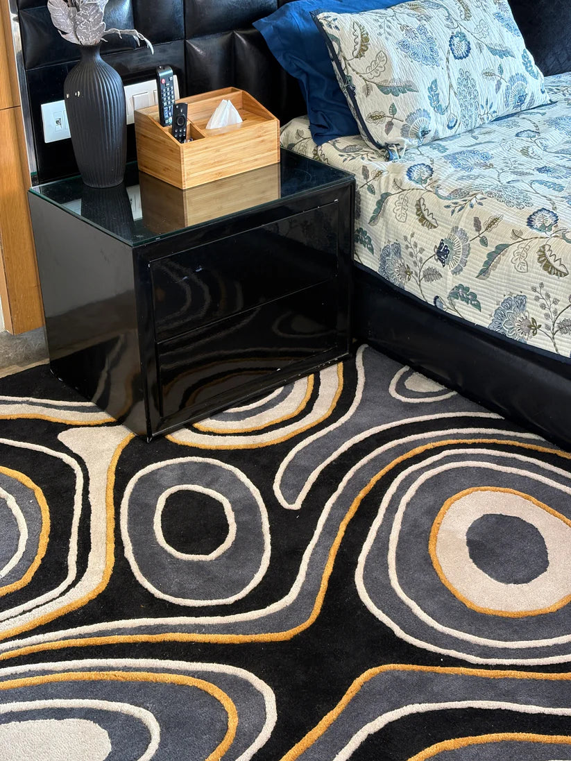 Modern Abstract Swirl Wool Rug