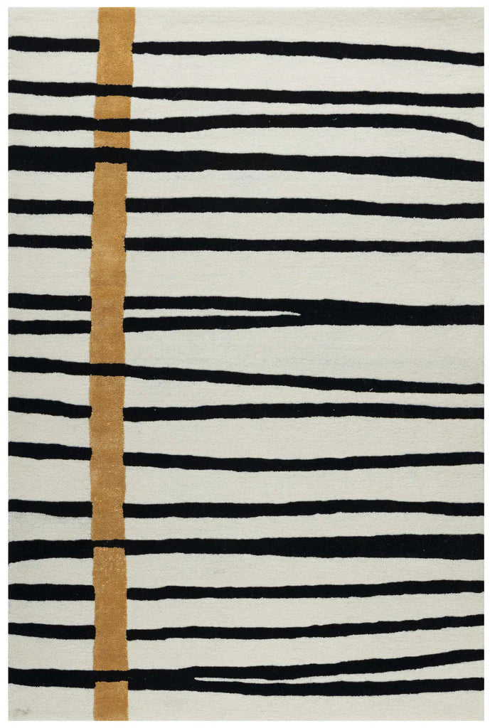 Graphic Stripe Contemporary Wool Rug