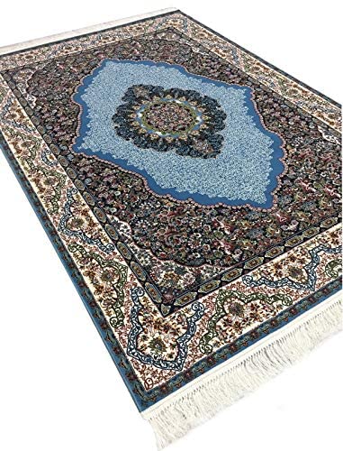 Royal Blue Irani Medallion Design Traditional Carpet